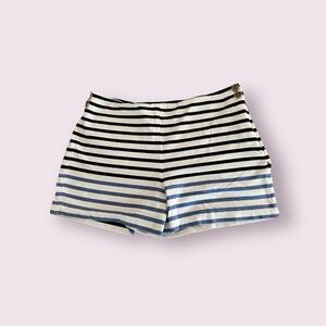 Ann Taylor LOFT High Waist Black Blue  &White Striped Shorts Cotton Knit Size 10